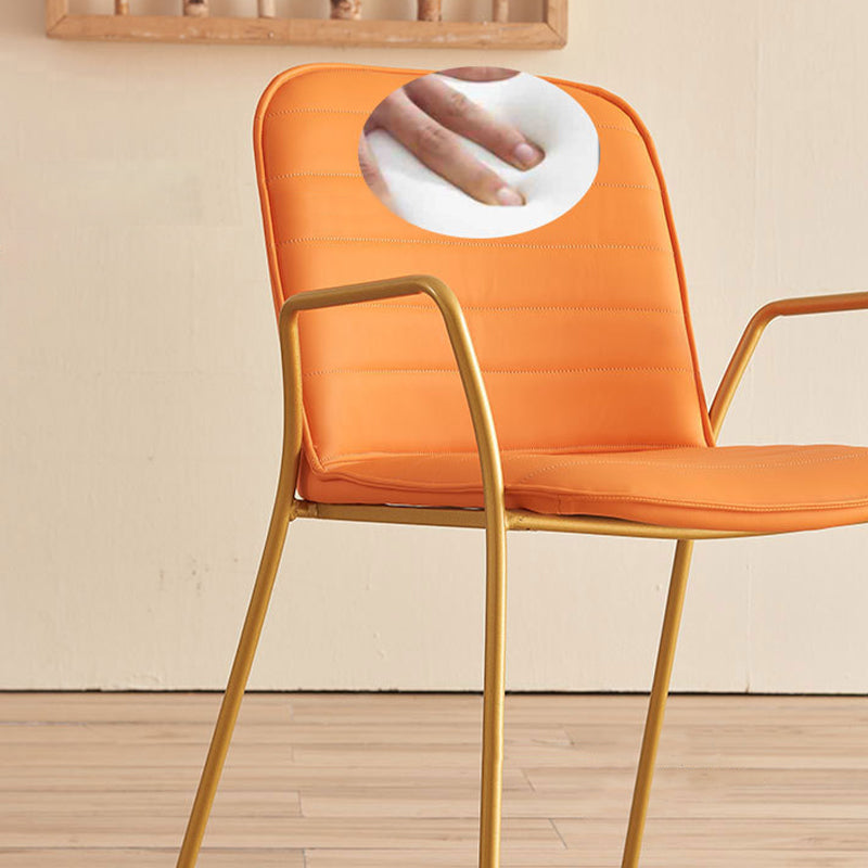 Glam Style Faux Leather Chair Arm Side Chairs with Metal Legs for Home Use Clearhalo 'Dining Chairs' 'Dining Tables & Seating' 'dining_chair' 'furn' 'furn_dining_chair' 'Furniture' 'Kitchen & Dining Furniture' 6390858