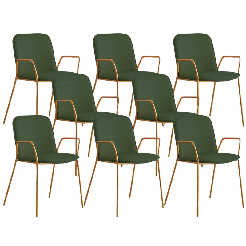 Glam Style Faux Leather Chair Arm Side Chairs with Metal Legs for Home Use Blackish Green 8 Piece Set Clearhalo 'Dining Chairs' 'Dining Tables & Seating' 'dining_chair' 'furn' 'furn_dining_chair' 'Furniture' 'Kitchen & Dining Furniture' 6390859