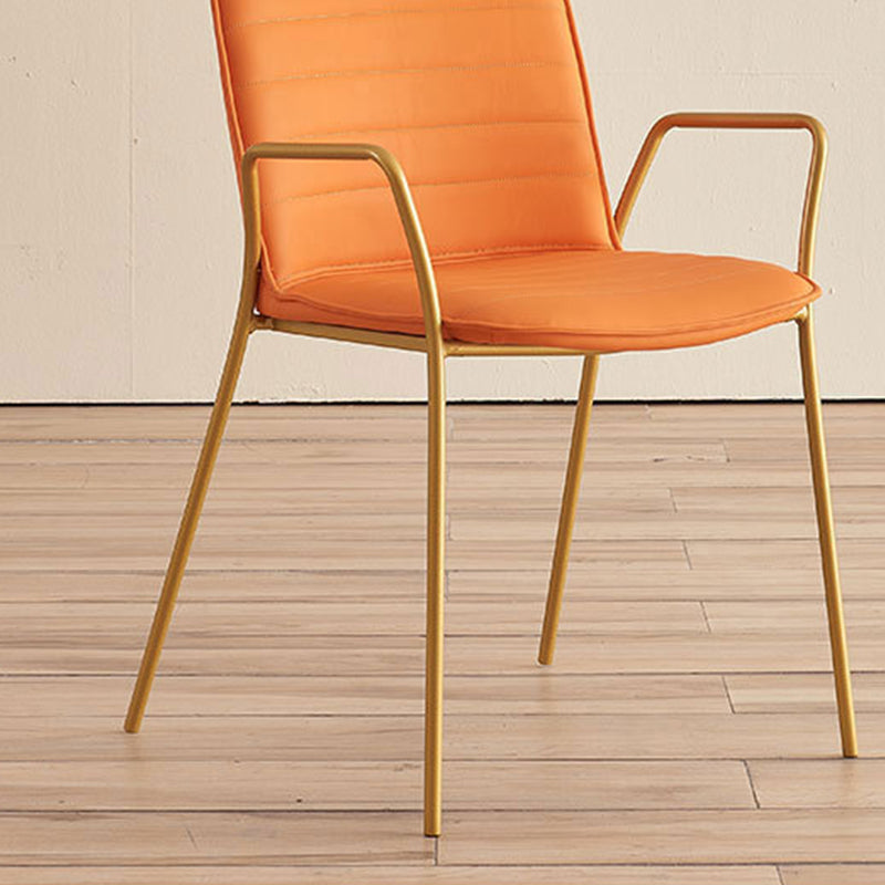 Glam Style Faux Leather Chair Arm Side Chairs with Metal Legs for Home Use Clearhalo 'Dining Chairs' 'Dining Tables & Seating' 'dining_chair' 'furn' 'furn_dining_chair' 'Furniture' 'Kitchen & Dining Furniture' 6390860