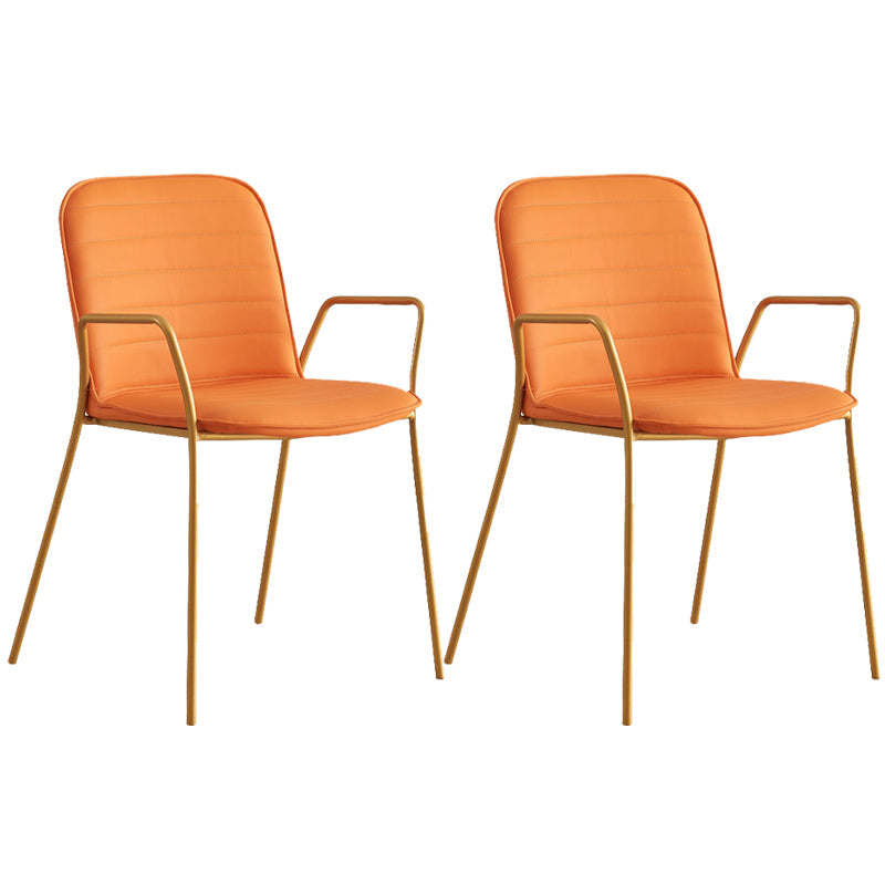 Glam Style Faux Leather Chair Arm Side Chairs with Metal Legs for Home Use Orange 2 Piece Set Clearhalo 'Dining Chairs' 'Dining Tables & Seating' 'dining_chair' 'furn' 'furn_dining_chair' 'Furniture' 'Kitchen & Dining Furniture' 6390861
