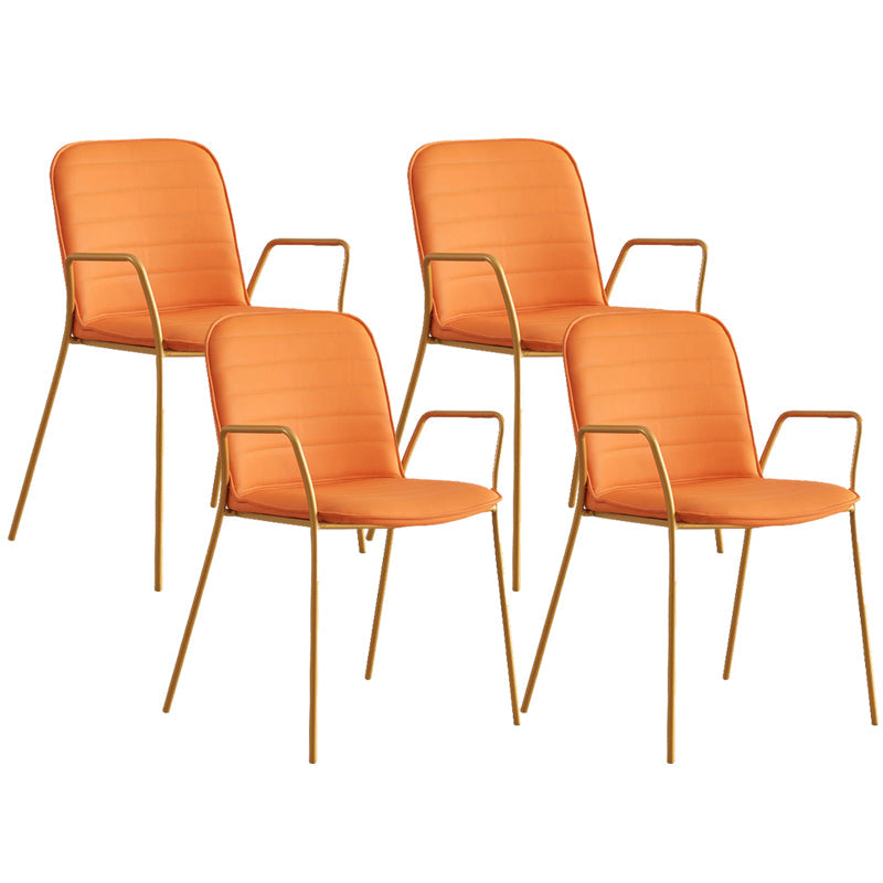 Glam Style Faux Leather Chair Arm Side Chairs with Metal Legs for Home Use Orange 4 Piece Set Clearhalo 'Dining Chairs' 'Dining Tables & Seating' 'dining_chair' 'furn' 'furn_dining_chair' 'Furniture' 'Kitchen & Dining Furniture' 6390863