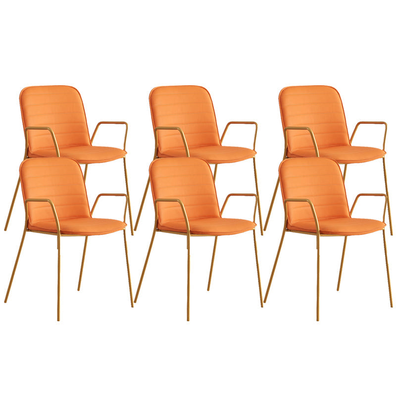 Glam Style Faux Leather Chair Arm Side Chairs with Metal Legs for Home Use Orange 6 Piece Set Clearhalo 'Dining Chairs' 'Dining Tables & Seating' 'dining_chair' 'furn' 'furn_dining_chair' 'Furniture' 'Kitchen & Dining Furniture' 6390865