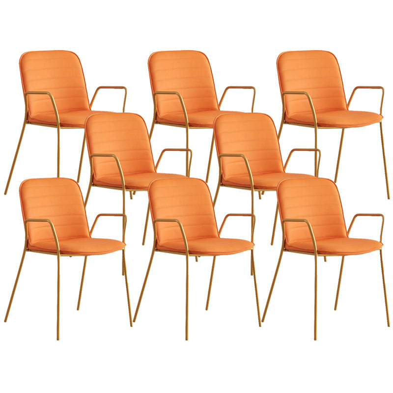 Glam Style Faux Leather Chair Arm Side Chairs with Metal Legs for Home Use Orange 8 Piece Set Clearhalo 'Dining Chairs' 'Dining Tables & Seating' 'dining_chair' 'furn' 'furn_dining_chair' 'Furniture' 'Kitchen & Dining Furniture' 6390866
