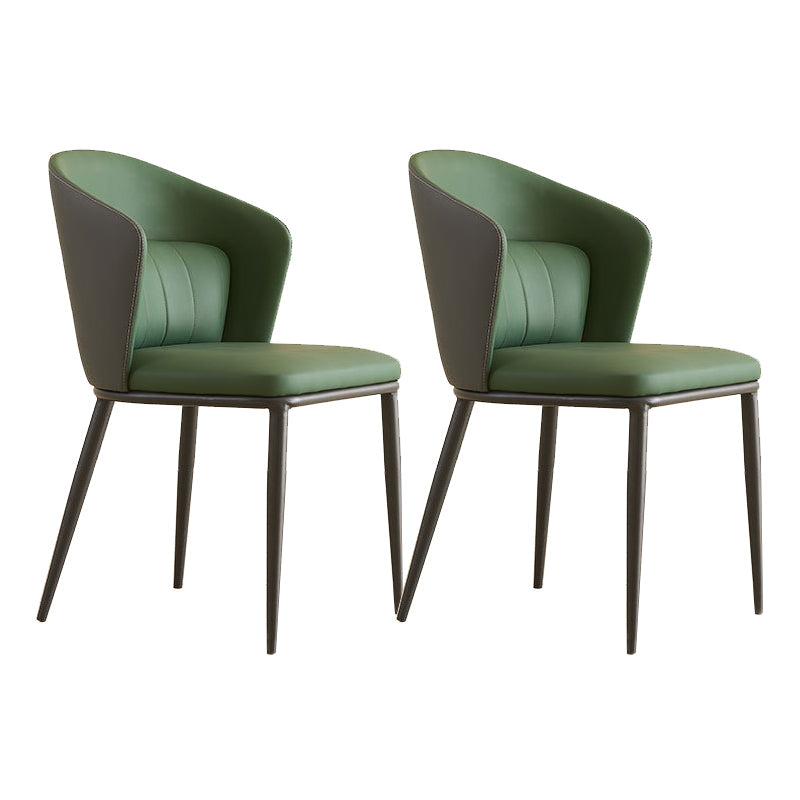 Contemporary Style Chair Armless Side Chairs with Metal Legs Blackish Green 2 Piece Set Clearhalo 'Dining Chairs' 'Dining Tables & Seating' 'dining_chair' 'furn' 'furn_dining_chair' 'Furniture' 'Kitchen & Dining Furniture' 6390869