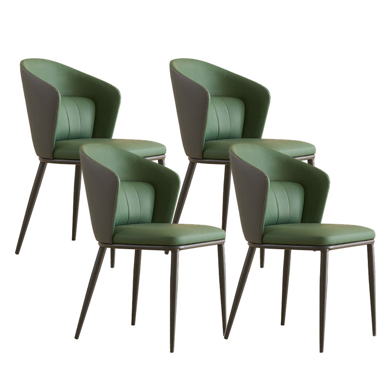 Contemporary Style Chair Armless Side Chairs with Metal Legs Blackish Green 4 Piece Set Clearhalo 'Dining Chairs' 'Dining Tables & Seating' 'dining_chair' 'furn' 'furn_dining_chair' 'Furniture' 'Kitchen & Dining Furniture' 6390870