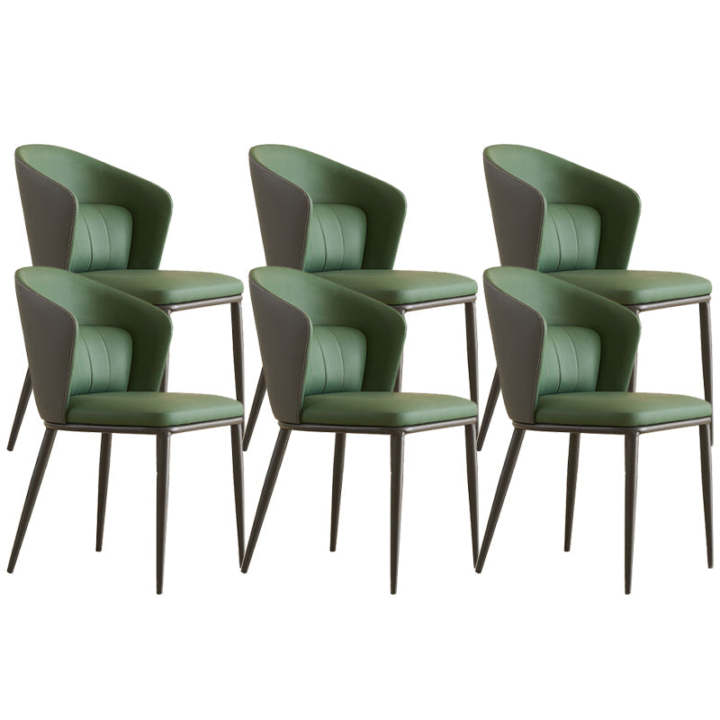 Contemporary Style Chair Armless Side Chairs with Metal Legs Blackish Green 6 Piece Set Clearhalo 'Dining Chairs' 'Dining Tables & Seating' 'dining_chair' 'furn' 'furn_dining_chair' 'Furniture' 'Kitchen & Dining Furniture' 6390872