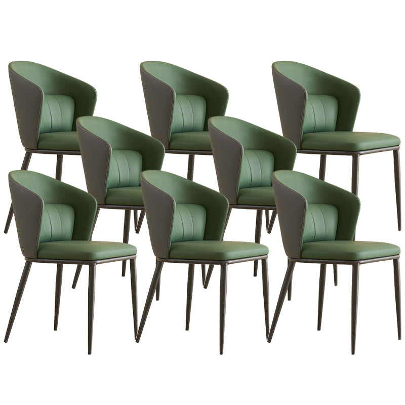 Contemporary Style Chair Armless Side Chairs with Metal Legs Blackish Green 8 Piece Set Clearhalo 'Dining Chairs' 'Dining Tables & Seating' 'dining_chair' 'furn' 'furn_dining_chair' 'Furniture' 'Kitchen & Dining Furniture' 6390875