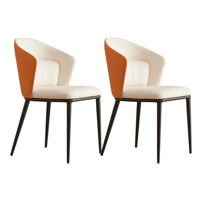 Contemporary Style Chair Armless Side Chairs with Metal Legs Off-White 2 Piece Set Clearhalo 'Dining Chairs' 'Dining Tables & Seating' 'dining_chair' 'furn' 'furn_dining_chair' 'Furniture' 'Kitchen & Dining Furniture' 6390876