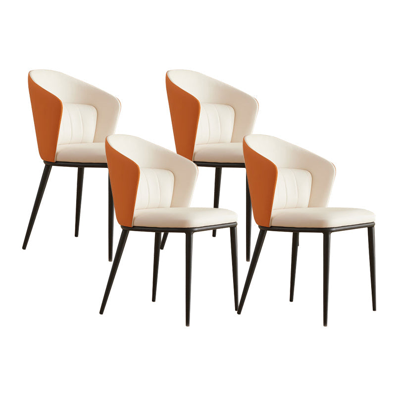 Contemporary Style Chair Armless Side Chairs with Metal Legs Off-White 4 Piece Set Clearhalo 'Dining Chairs' 'Dining Tables & Seating' 'dining_chair' 'furn' 'furn_dining_chair' 'Furniture' 'Kitchen & Dining Furniture' 6390879