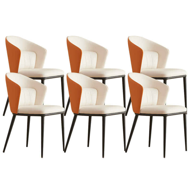 Contemporary Style Chair Armless Side Chairs with Metal Legs Off-White 6 Piece Set Clearhalo 'Dining Chairs' 'Dining Tables & Seating' 'dining_chair' 'furn' 'furn_dining_chair' 'Furniture' 'Kitchen & Dining Furniture' 6390881