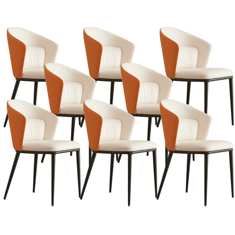 Contemporary Style Chair Armless Side Chairs with Metal Legs Off-White 8 Piece Set Clearhalo 'Dining Chairs' 'Dining Tables & Seating' 'dining_chair' 'furn' 'furn_dining_chair' 'Furniture' 'Kitchen & Dining Furniture' 6390883