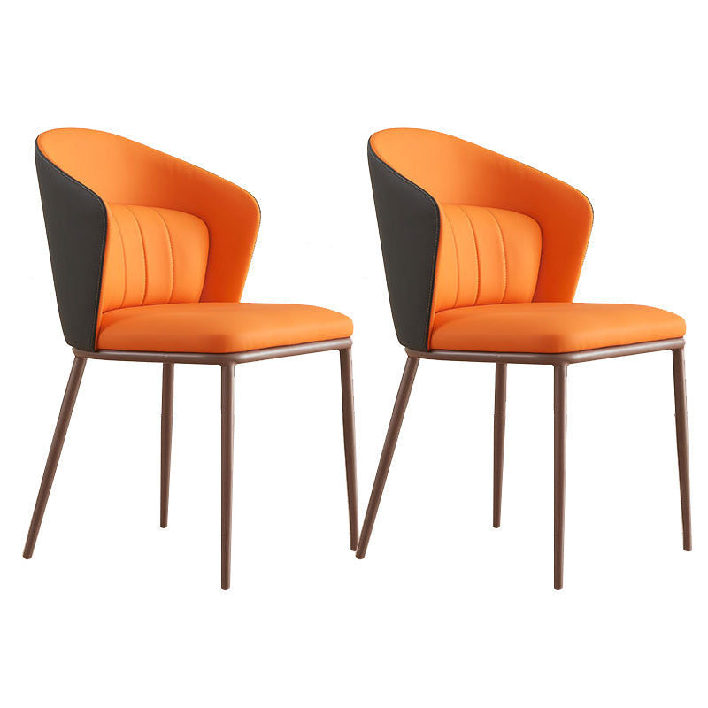 Contemporary Style Chair Armless Side Chairs with Metal Legs Orange 2 Piece Set Clearhalo 'Dining Chairs' 'Dining Tables & Seating' 'dining_chair' 'furn' 'furn_dining_chair' 'Furniture' 'Kitchen & Dining Furniture' 6390884