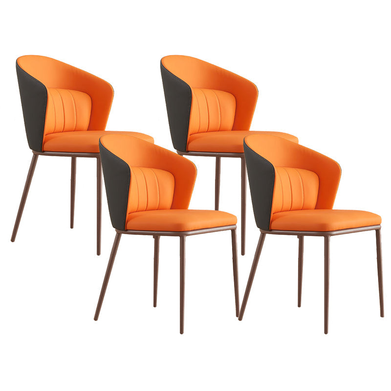 Contemporary Style Chair Armless Side Chairs with Metal Legs Orange 4 Piece Set Clearhalo 'Dining Chairs' 'Dining Tables & Seating' 'dining_chair' 'furn' 'furn_dining_chair' 'Furniture' 'Kitchen & Dining Furniture' 6390886