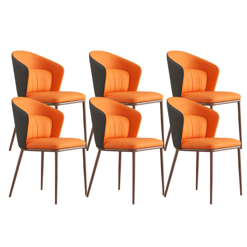Contemporary Style Chair Armless Side Chairs with Metal Legs Orange 6 Piece Set Clearhalo 'Dining Chairs' 'Dining Tables & Seating' 'dining_chair' 'furn' 'furn_dining_chair' 'Furniture' 'Kitchen & Dining Furniture' 6390888
