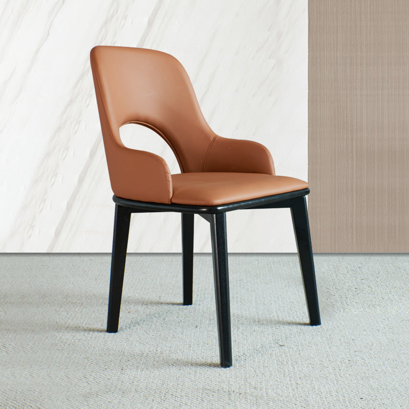 Eigentijdse open achterste eetstoelen armloze zijstoelen met houten benen voor keuken