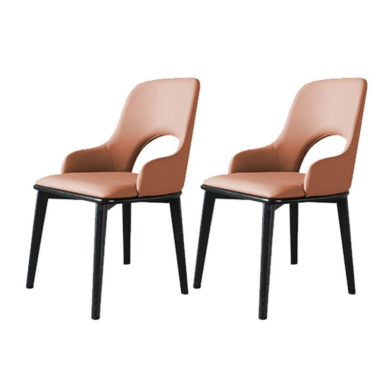 Eigentijdse open achterste eetstoelen armloze zijstoelen met houten benen voor keuken