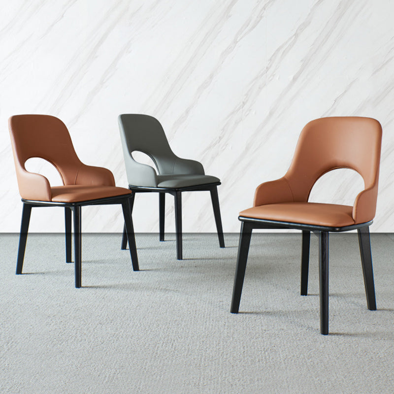 Eigentijdse open achterste eetstoelen armloze zijstoelen met houten benen voor keuken