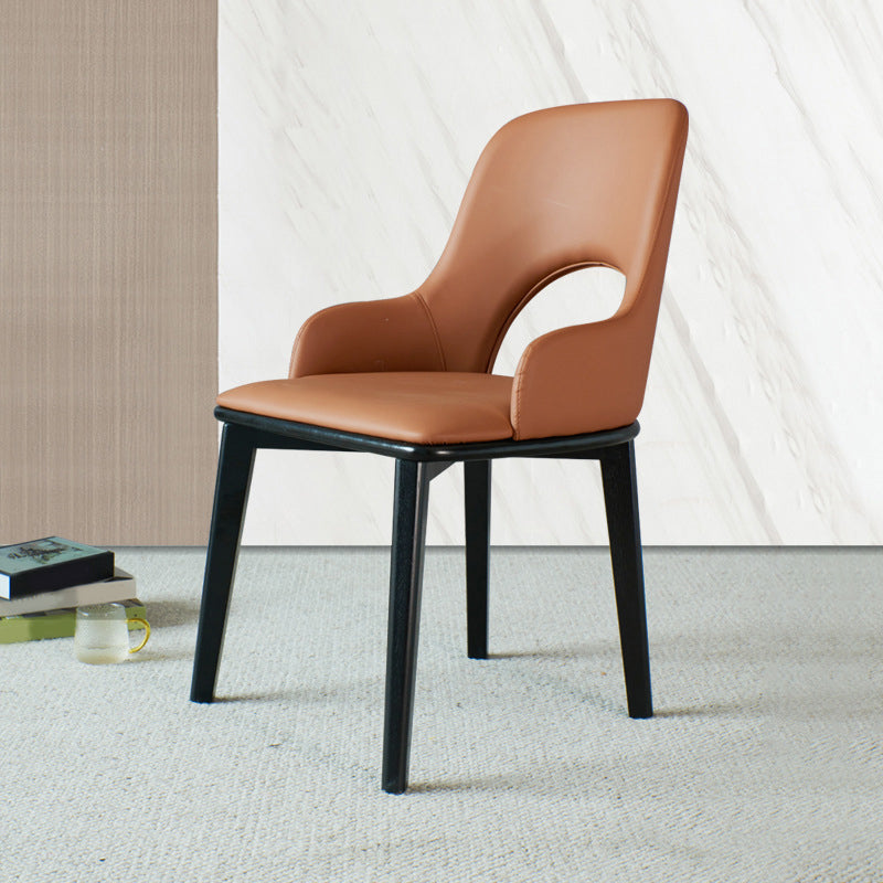 Eigentijdse open achterste eetstoelen armloze zijstoelen met houten benen voor keuken