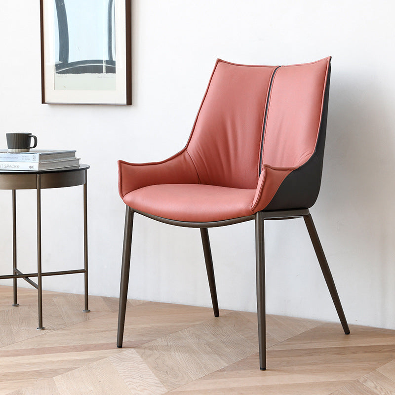 Sedie da pranzo in pelle finta contemporanea sedie laterali con gambe in metallo per cucina