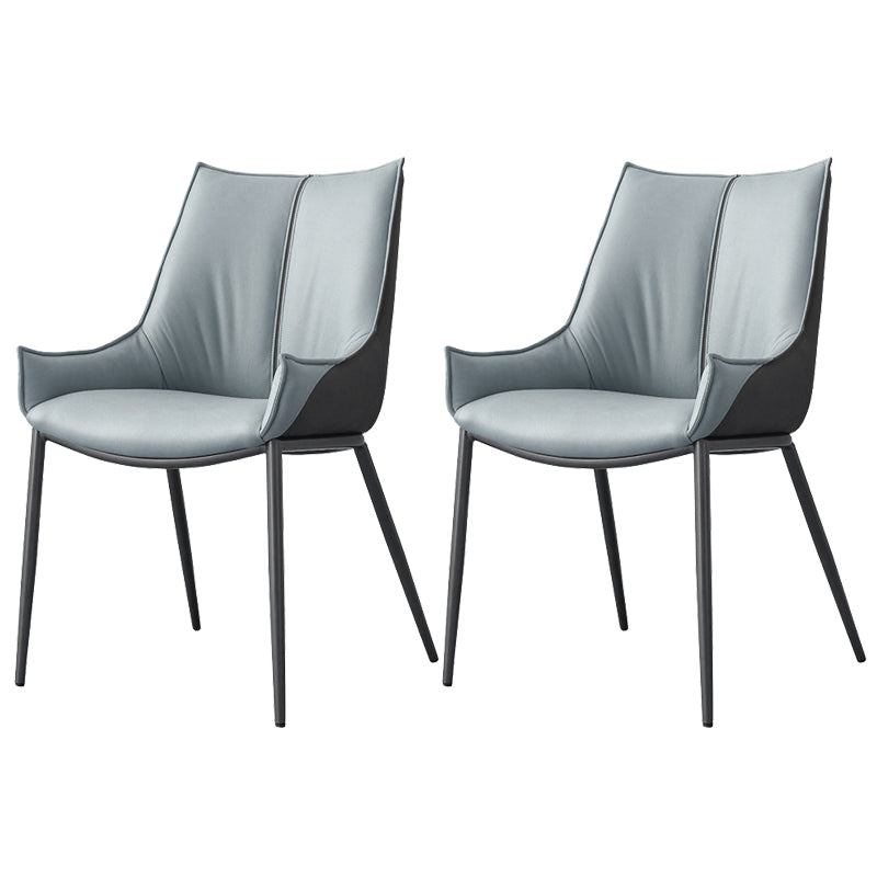 Sedie da pranzo in pelle finta contemporanea sedie laterali con gambe in metallo per cucina