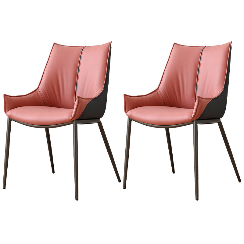 Sedie da pranzo in pelle finta contemporanea sedie laterali con gambe in metallo per cucina