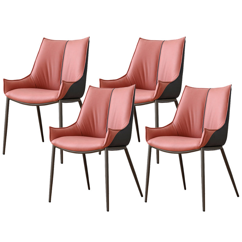 Sedie da pranzo in pelle finta contemporanea sedie laterali con gambe in metallo per cucina