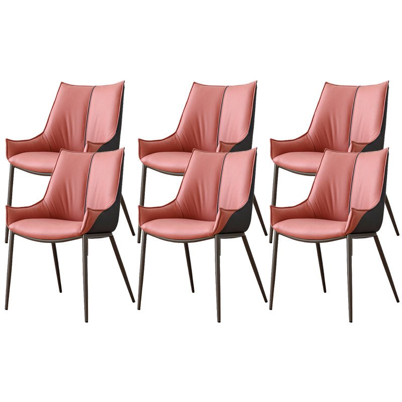 Sedie da pranzo in pelle finta contemporanea sedie laterali con gambe in metallo per cucina