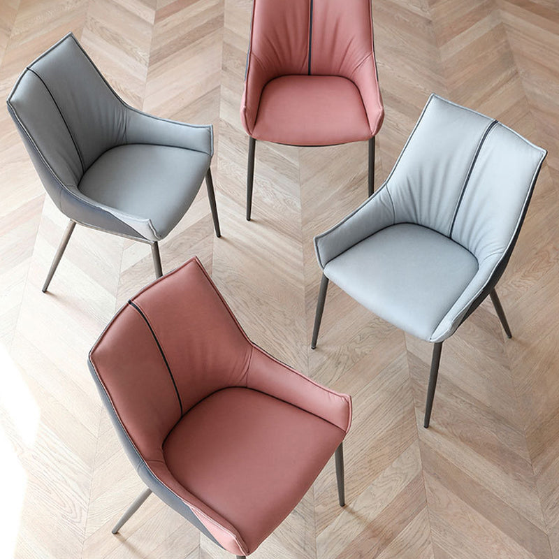 Sedie da pranzo in pelle finta contemporanea sedie laterali con gambe in metallo per cucina