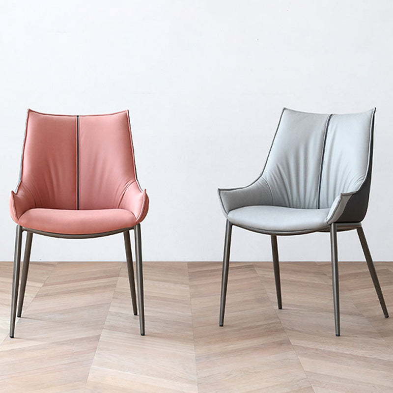 Sedie da pranzo in pelle finta contemporanea sedie laterali con gambe in metallo per cucina