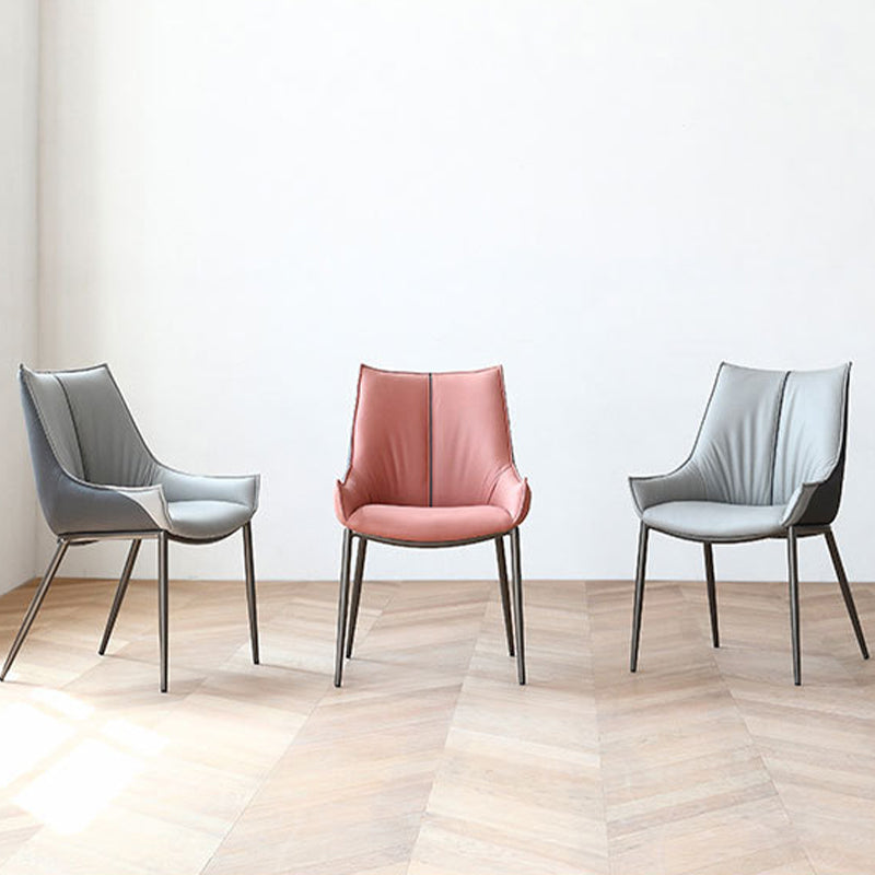 Sedie da pranzo in pelle finta contemporanea sedie laterali con gambe in metallo per cucina