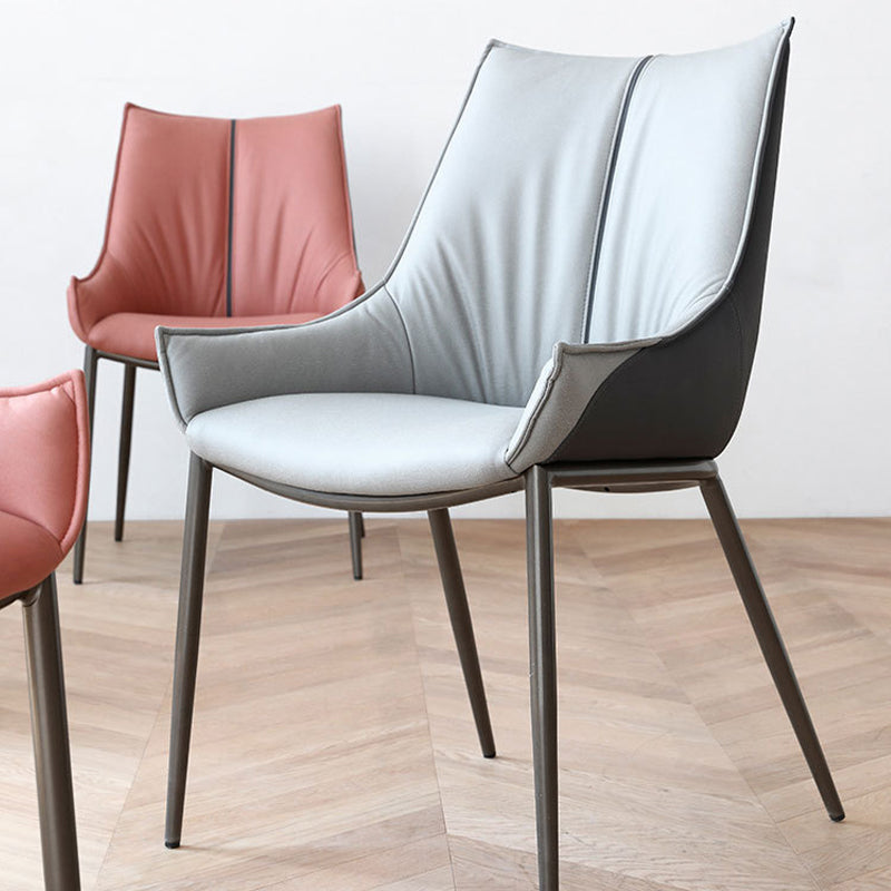 Sedie da pranzo in pelle finta contemporanea sedie laterali con gambe in metallo per cucina