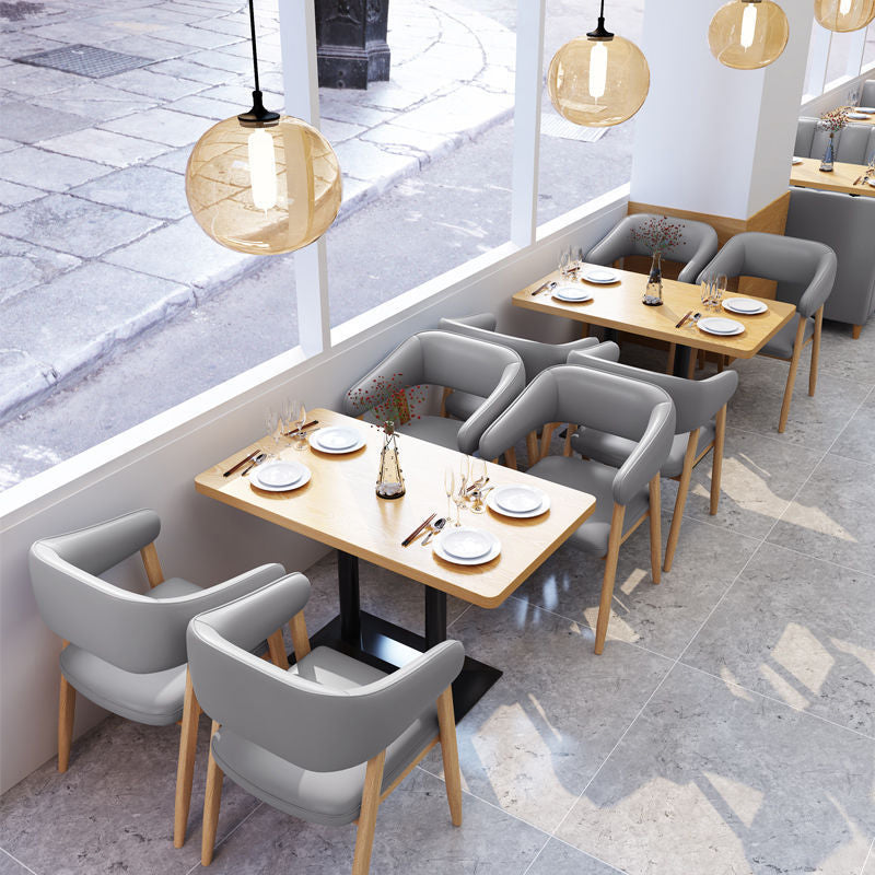 Open achterste eetstoelen hedendaagse gestoffeerde eetstoelen in grijs