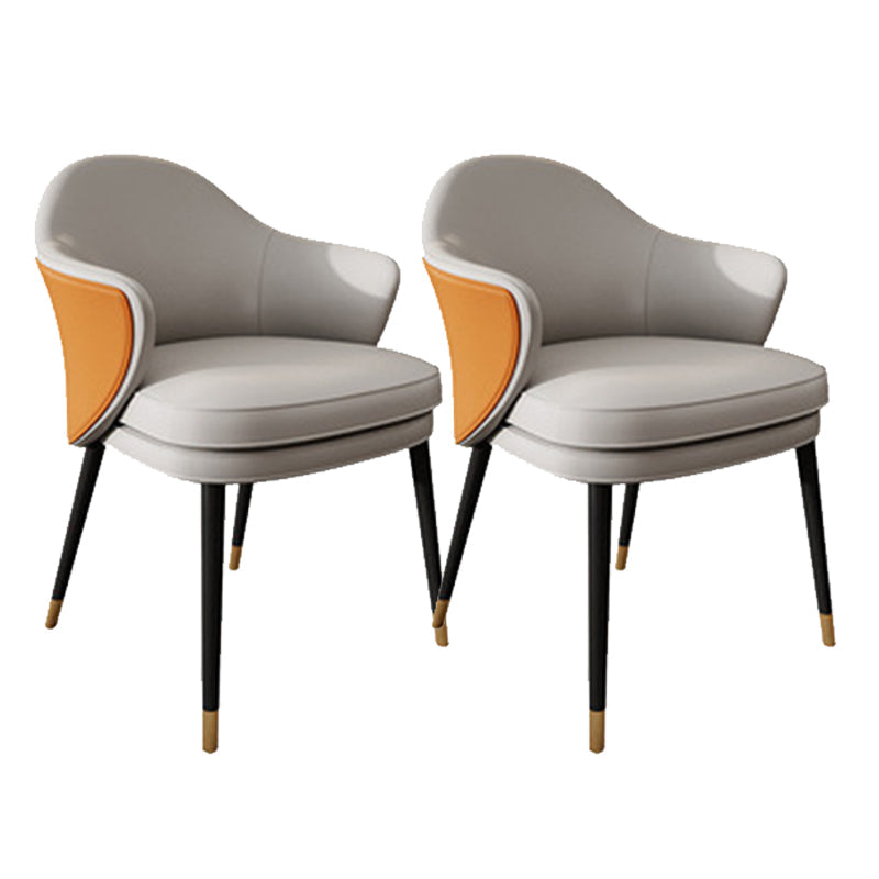 Faux Leather Kitchen Dining Chair Glam Parsons Chair with Black Metal Legs