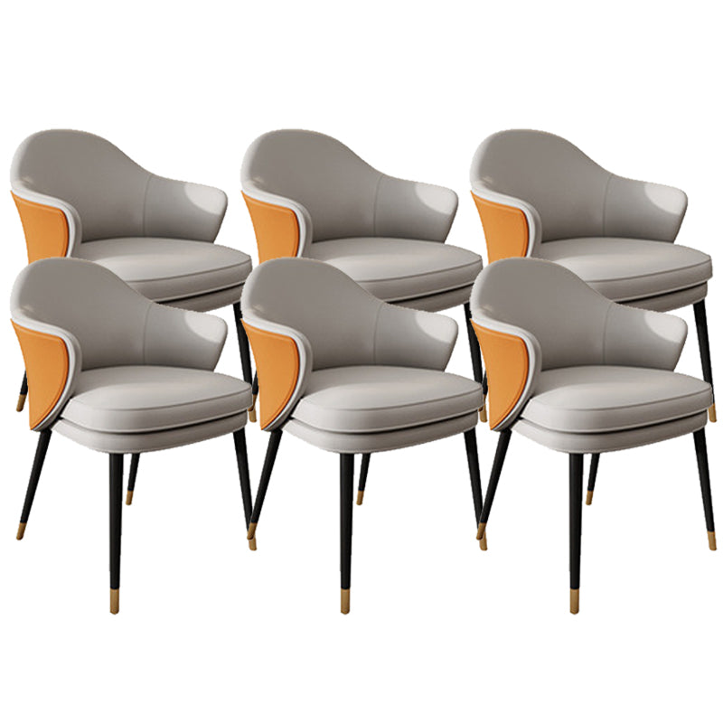 Faux Leather Kitchen Dining Chair Glam Parsons Chair with Black Metal Legs