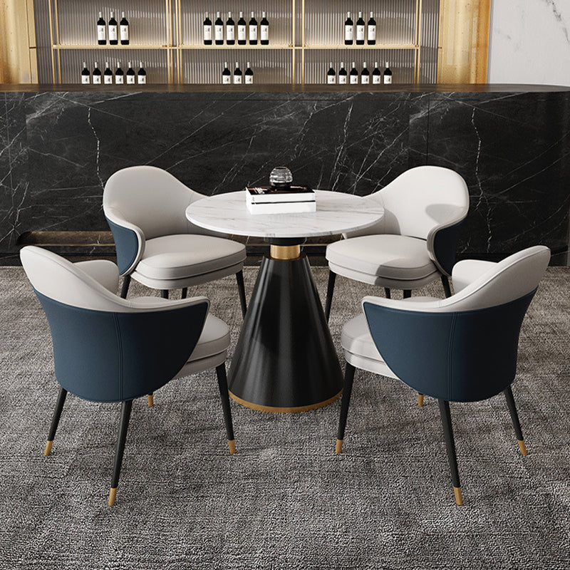 Faux Leather Kitchen Dining Chair Glam Parsons Chair with Black Metal Legs