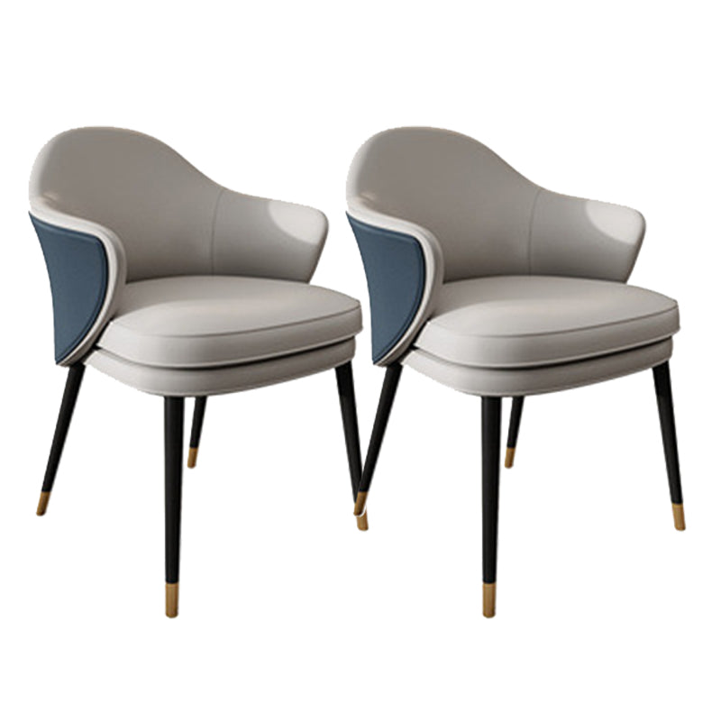 Faux Leather Kitchen Dining Chair Glam Parsons Chair with Black Metal Legs