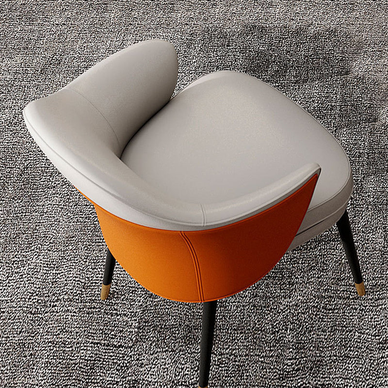 Faux Leather Kitchen Dining Chair Glam Parsons Chair with Black Metal Legs