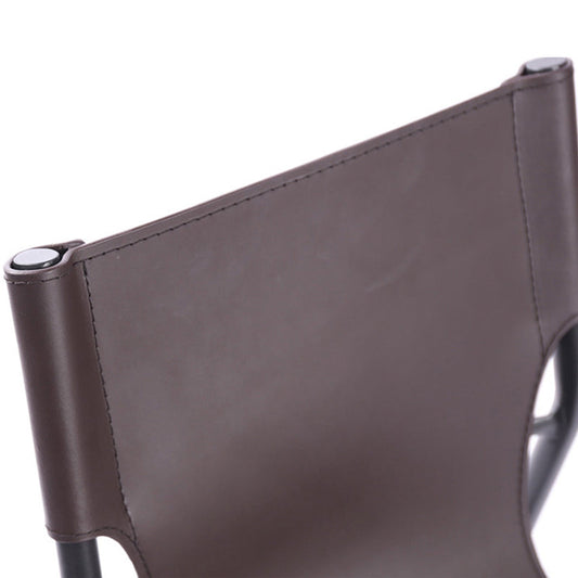 Industrial Leather Dining Chairs Armless Side Chairs with Metal Legs for Home Use