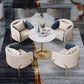 Contemporary Round Dining Table White Stone Top Table for Home 31.5"L x 31.5"W x 29.5"H Without Chairs Clearhalo 'Dining Tables & Seating' 'Dining Tables' 'dining_table' 'furn' 'furn_dining_table' 'Furniture' 'Kitchen & Dining Furniture' 6391163