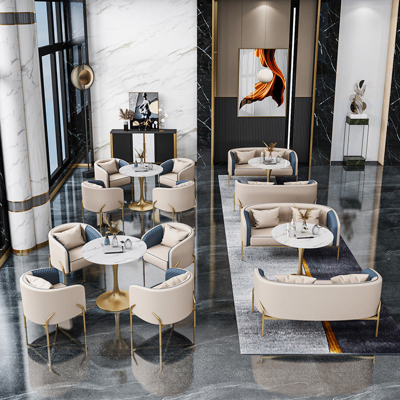 Contemporary Round Dining Table White Stone Top Table for Home Clearhalo 'Dining Tables & Seating' 'Dining Tables' 'dining_table' 'furn' 'furn_dining_table' 'Furniture' 'Kitchen & Dining Furniture' 6391166