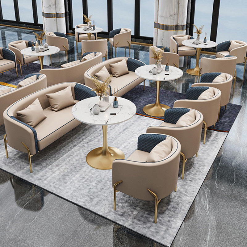 Contemporary Round Dining Table White Stone Top Table for Home Clearhalo 'Dining Tables & Seating' 'Dining Tables' 'dining_table' 'furn' 'furn_dining_table' 'Furniture' 'Kitchen & Dining Furniture' 6391167