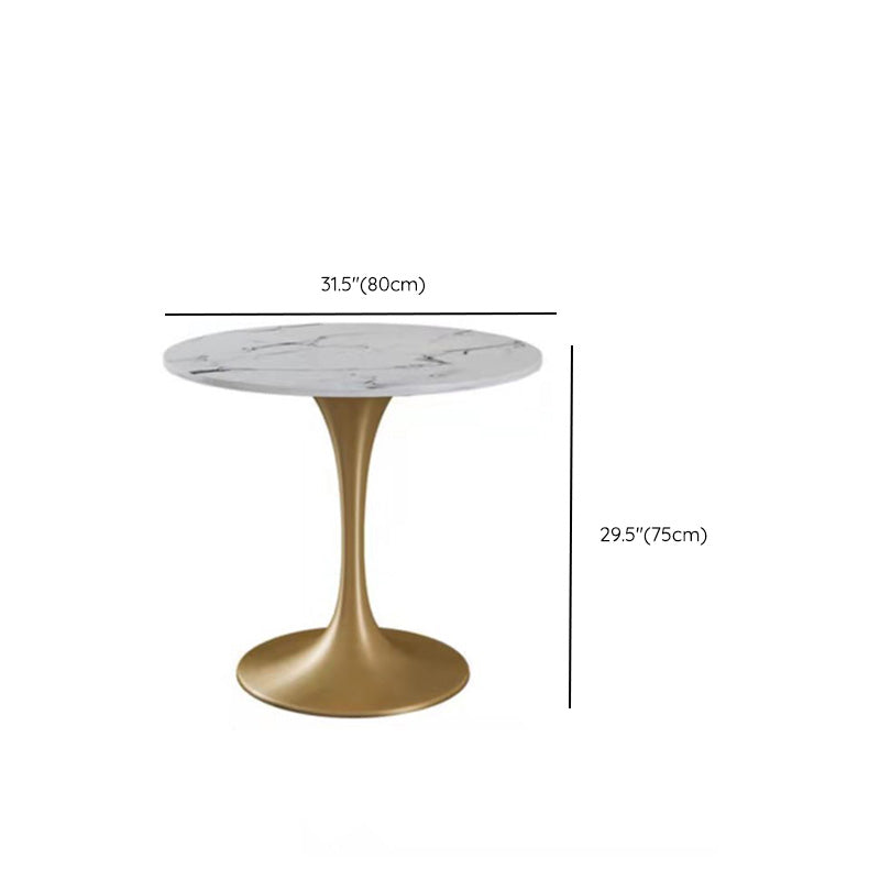 Contemporary Round Dining Table White Stone Top Table for Home Clearhalo 'Dining Tables & Seating' 'Dining Tables' 'dining_table' 'furn' 'furn_dining_table' 'Furniture' 'Kitchen & Dining Furniture' 6391173