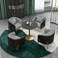 Traditional Luxury Round Dining Table Black Stone Top Table for Home