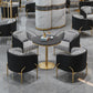 Traditional Luxury Round Dining Table Black Stone Top Table for Home
