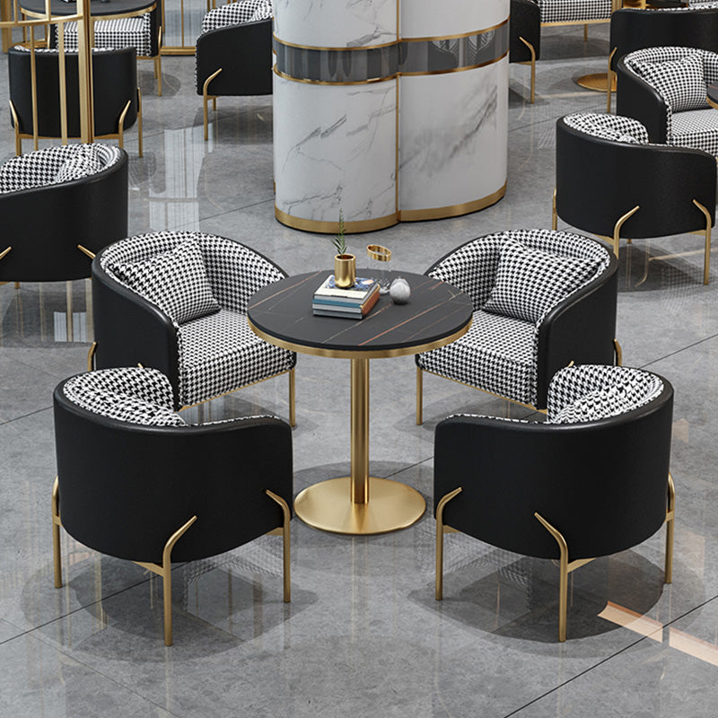 Traditional Luxury Round Dining Table Black Stone Top Table for Home