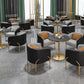 Traditional Luxury Round Dining Table Black Stone Top Table for Home