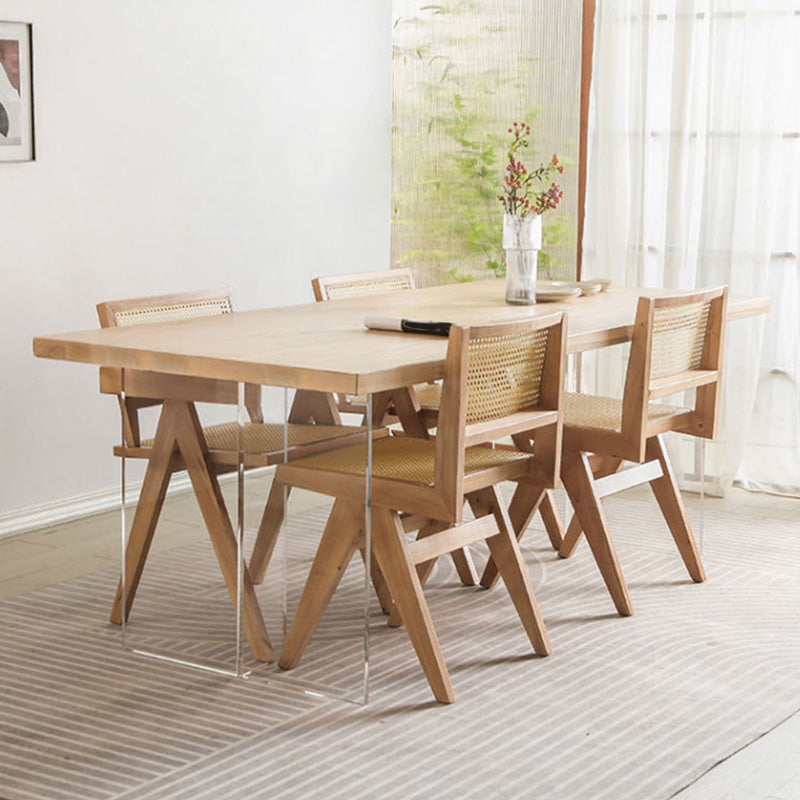 Table à manger rectangulaire en acrylique, Table moderne en bois de pin pour la cuisine