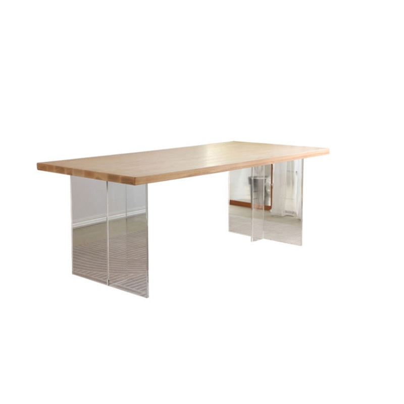 Table à manger rectangulaire en acrylique, Table moderne en bois de pin pour la cuisine