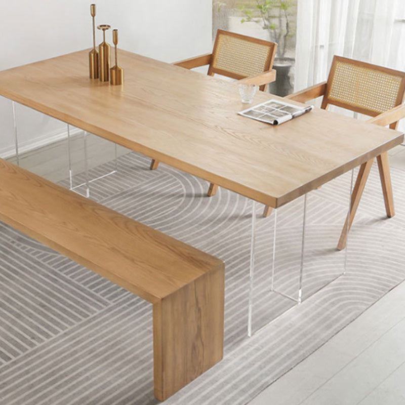 Table à manger rectangulaire en acrylique, Table moderne en bois de pin pour la cuisine