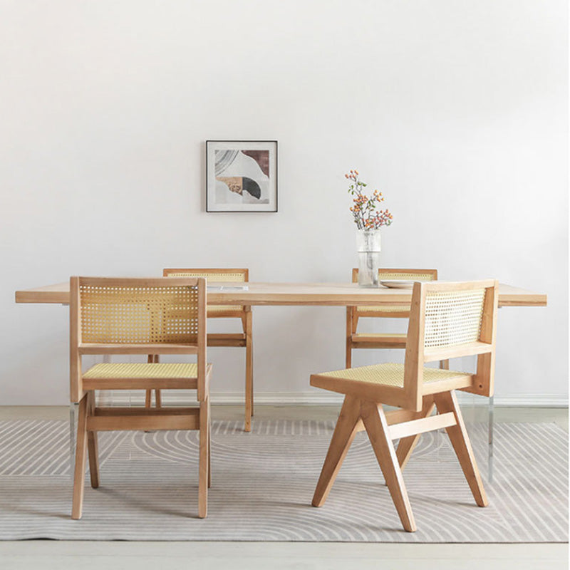 Table à manger rectangulaire en acrylique, Table moderne en bois de pin pour la cuisine